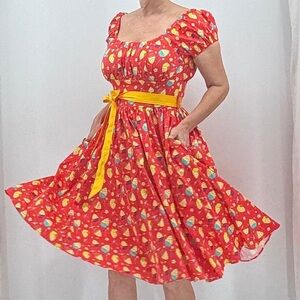 Disney Parks NEW Dole Whip Ice Cream Whimsical Rockabilly Coquette Swing Dress